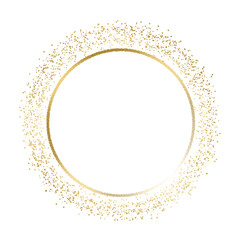 Gold shiny circle. Luxurious circle border