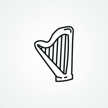 Harp line icon. Harp web linear icon.