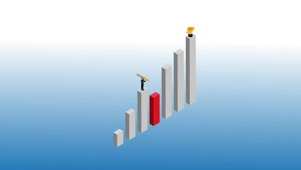 Businessman with up and down chart - growing business