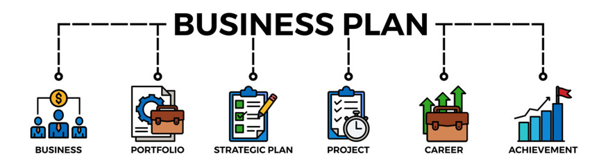 Business Plan banner web icon vector illustration concept with an icon of  business, portfolio, strategic plan, project, carrer, achievement