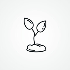 Little plant leaves line icon. sprout web linear icon.