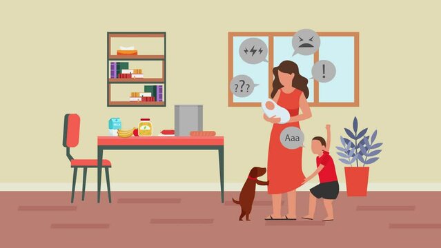Emotional Burnout Of Mom with kids and pet