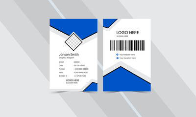 Id card design minimalist unique creative simple id card design template it's make by vertical blue color 
