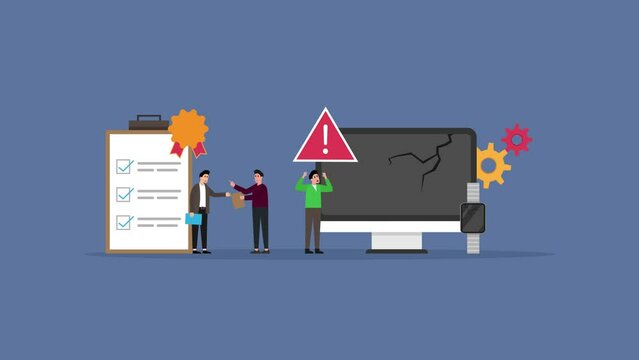 Seller and buyer with broken electronic goods