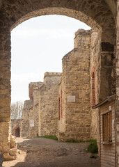 Closing in the gate to the Tanczyn Castle (castle ruins, fragments of walls) in the village of Rudno, near Krakow in Poland.