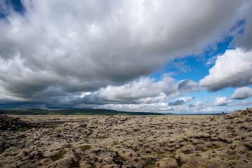 Eldhraun lava field landscape in South of Iceland