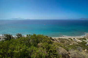 Obraz premium Panoramic view of the Greek island of Kos and Nisiros.