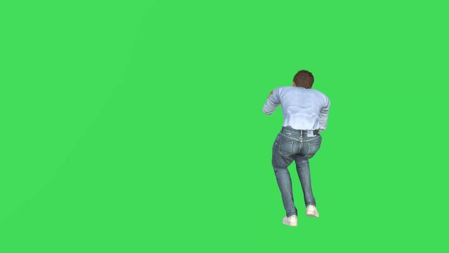 3d Videographer Man On Green Screen Taking Pictures And Slowly Walking From Behind Isolated Background Chroma Key High Quality