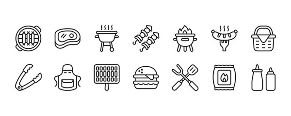 Grilling icon set. Vector graphic illustration.