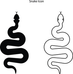 Wild snake icon. Poison animal. Cartoon fauna, snake silhouette 
