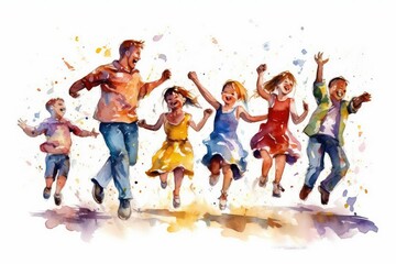 Obraz premium group of people jumping in the air