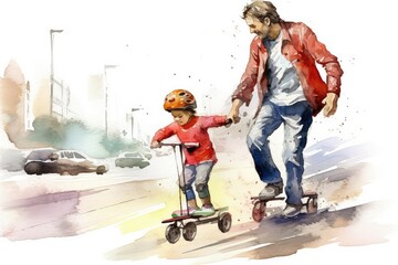 Obraz premium parent and child on a walk