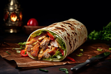 chicken with vegetables wrap