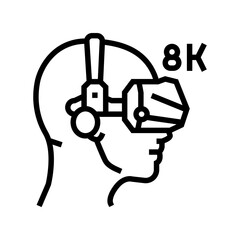 8k virtual reality headset future technology line icon vector. 8k virtual reality headset future technology sign. isolated contour symbol black illustration