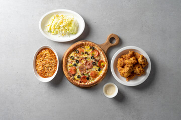 Pizza, bulgogi, pizza, pastry, bacon, cheese crust, cheese, sweet potato, cheddar cheese