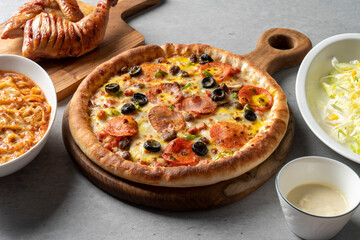 Pizza, bulgogi, pizza, pastry, bacon, cheese crust, cheese, sweet potato, cheddar cheese