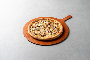 Pizza, bulgogi, pizza, pastry, bacon, cheese crust, cheese, sweet potato, cheddar cheese