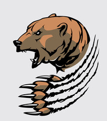 Bears Rip Claw Mascot Design, Fearsome Grizzly with Sharp Claws