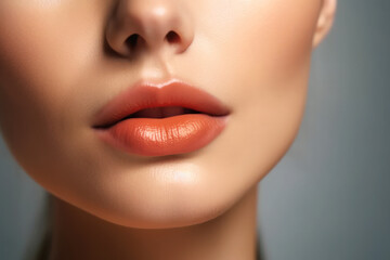 beautiful female lips of a young girl generative ai