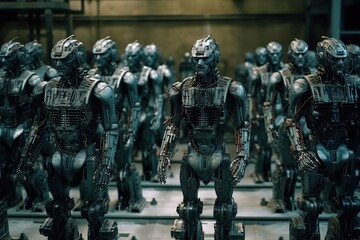 An army of robot soldiers. 