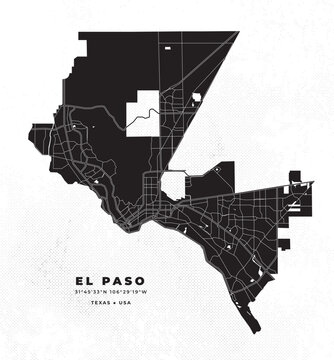 El Paso - Texas map vector poster flyer