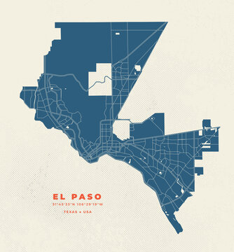 El Paso - Texas map vector poster flyer