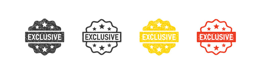 Exclusive square stamp icon on light background. Special symbol. Special offer, exclusive product, sale. Outline, flat and colored style. Flat design. Vector illustration
