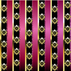pink gold black metallic stripes with metallic gold flower design
