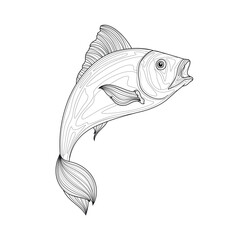 Fish .Coloring book antistress for children and adults. 