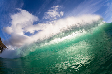 close up wave breaking in the ocean