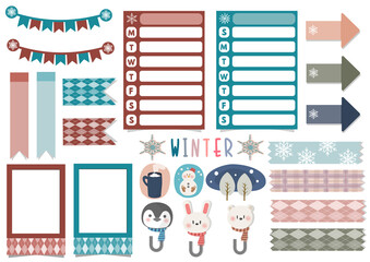 winter sticker set ,ウィンターステッカーセット,PNG