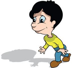 Dark-haired Boy Walking