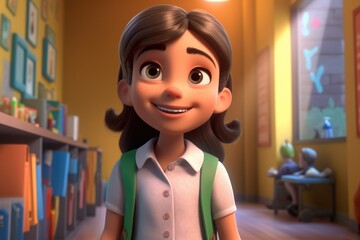 Illustrations of cartoonish Ethnic diverse young people inside a classroom - Kindergarten - Created with generative ai Technology