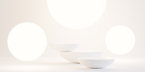 Minimal product placement background. white podium display for product presentation. 3d illustration