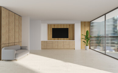 living room condominium mock up, 3d illustration rendering