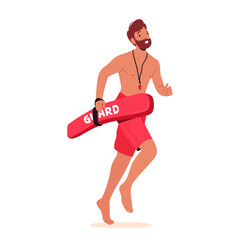 Lifeguard Character Sprints To Aid In Rescue Demonstrating Swift Action And Readiness To Assist In Critical Situations