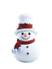 Happy snowman isolated on transparent background. Generative AI
