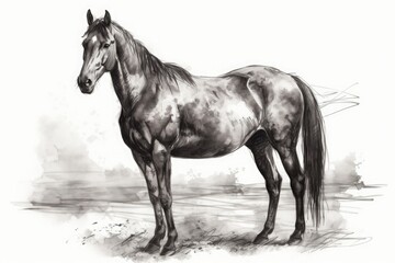 Obraz na płótnie Canvas Horse drawn in pencil on a white background. Generative ai.