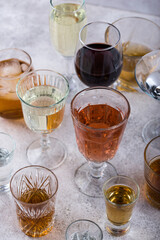 Assortment of various alcohol drinks