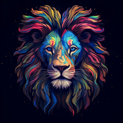 Fototapeta na wymiar Abstract colourful Lion Illustration. Image created with Generative AI technology. 