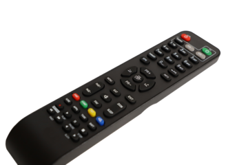 Tv remote controller, remote control device, isolated png background.