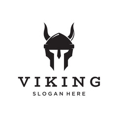 Viking warrior helmet Logo design with simple horned helmet.