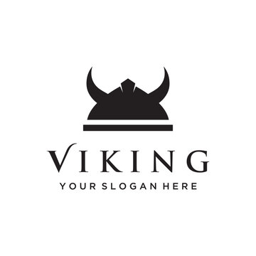 Viking warrior helmet Logo design with simple horned helmet.