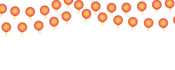 Mid Autumn Festival hanging lanterns illustration. Asian style modern flat vector design. Traditional Chinese holiday decorations, decor elements. Concept for background, backdrop, banner, card