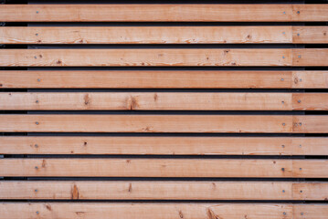 Horizontal line of brown wood wall, background, backdrop.