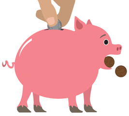 Cartoon Piggy Bank Giving Change