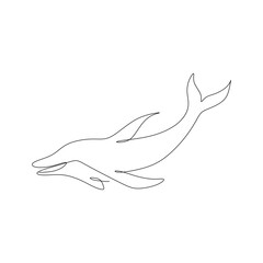 Obraz premium continuous line drawing of a dolphin. Vector illustration on white backgroun