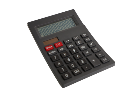 Calculator isolated on white background, isolated white background, Digital calculator