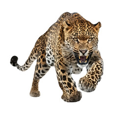 Leopard isolated on white background - obrazy, fototapety, plakaty