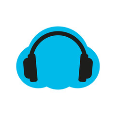Fototapeta na wymiar Cloud storage with headphones. Vector illustration.